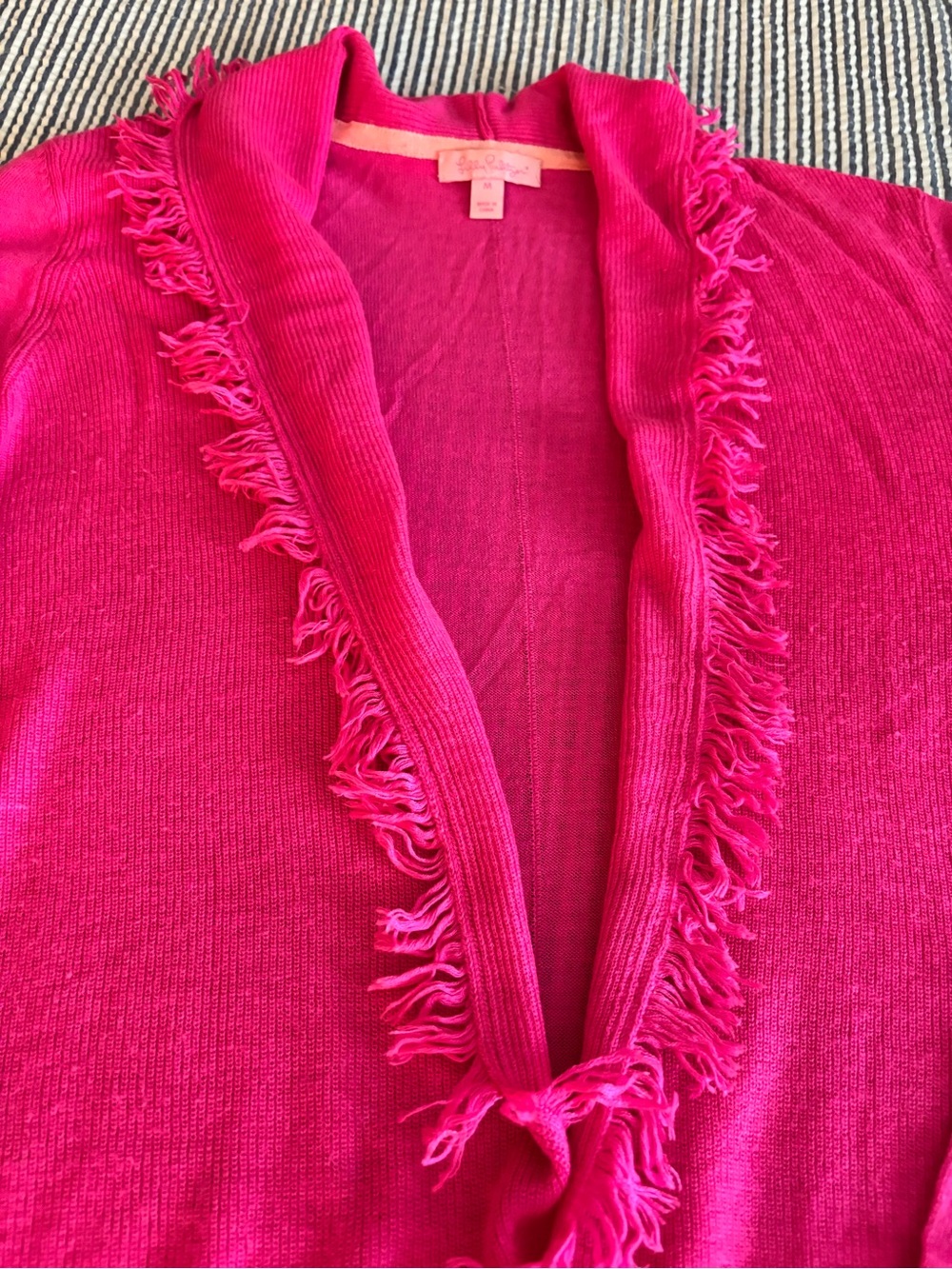 Pretty Fuchsia Fringe Open Cardigan - Picture 8 of 10